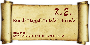 Kerékgyártó Ernő névjegykártya